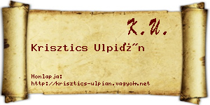 Krisztics Ulpián névjegykártya